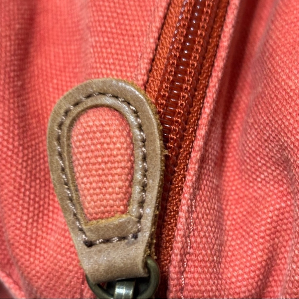 Vintage L.L. Bean Canvas Messenger Bag/ Satchel/Leather Trim/Salmon Red - Picture 11 of 16